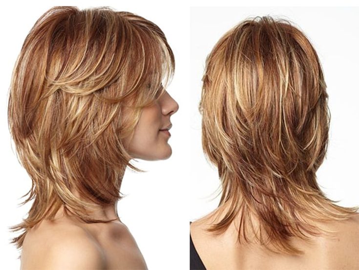 (+165 photos) Coupe de cheveux double cascade pour cheveux foncés de longueur moyenne