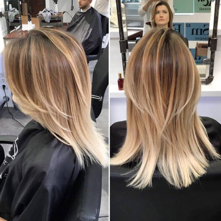 Shatush pour cheveux châtain clair de longueur moyenne
