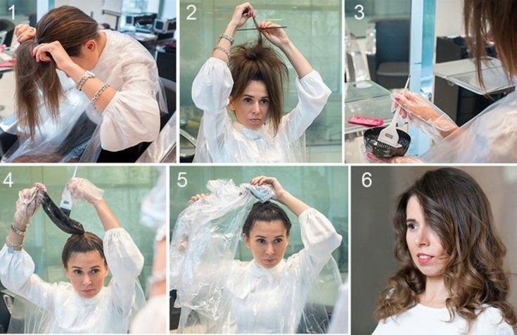 Shatush sur cheveux longs foncés