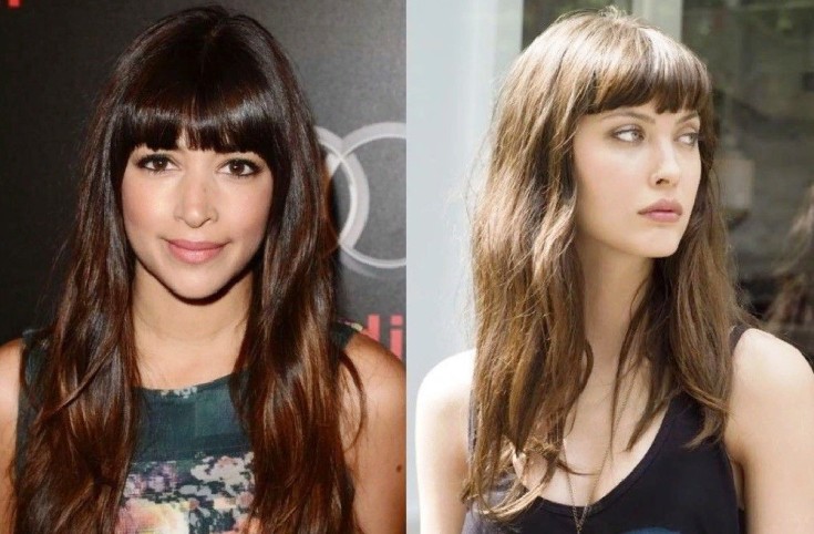 (+150 photo) Coupe de cheveux en cascade pour cheveux longs avec une frange