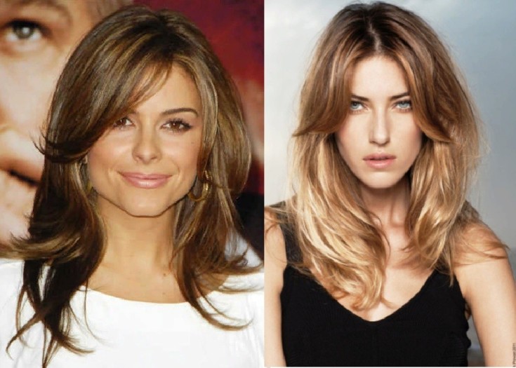 (+150 photo) Coupe de cheveux en cascade pour cheveux longs avec une frange