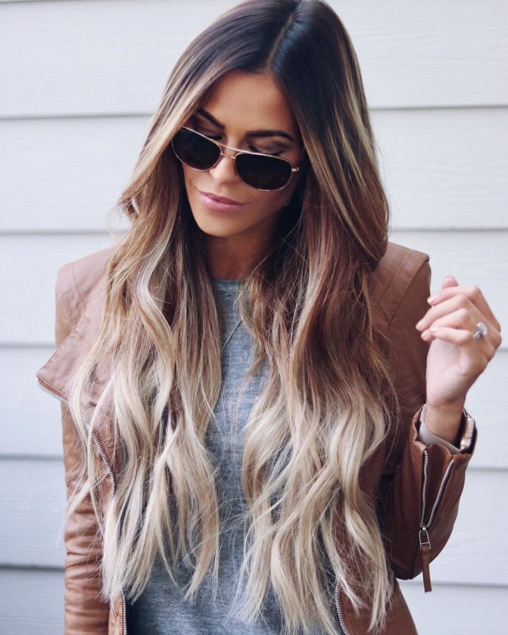 Balayage sur cheveux longs blonds