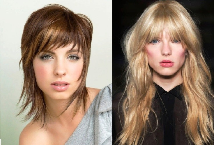 (+150 photo) Coupe de cheveux en cascade pour cheveux longs avec une frange