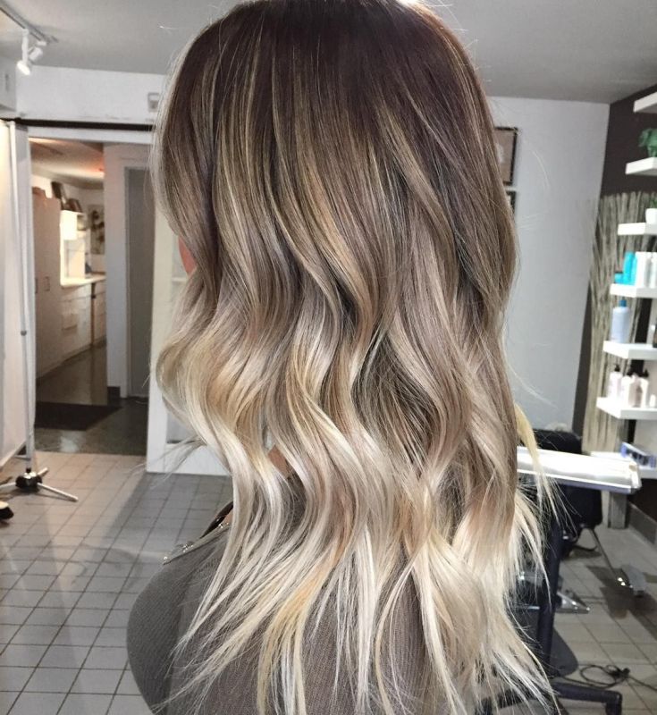 (+201 photos) Balayage sur cheveux châtain clair de longueur moyenne