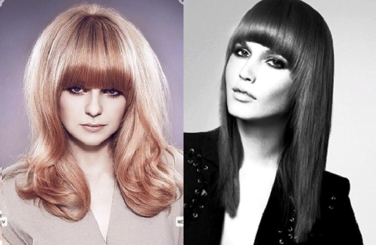 (+150 photo) Coupe de cheveux en cascade pour cheveux longs avec une frange
