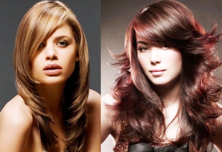 (+150 photo) Coupe de cheveux en cascade pour cheveux longs avec une frange
