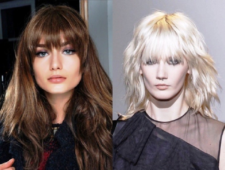 (+150 photo) Coupe de cheveux en cascade pour cheveux longs avec une frange