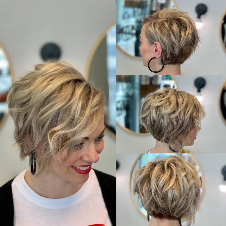 (+210 photos) Coupe de cheveux Pixie pour visage rond