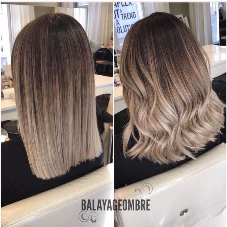 Shatush pour cheveux châtain clair de longueur moyenne