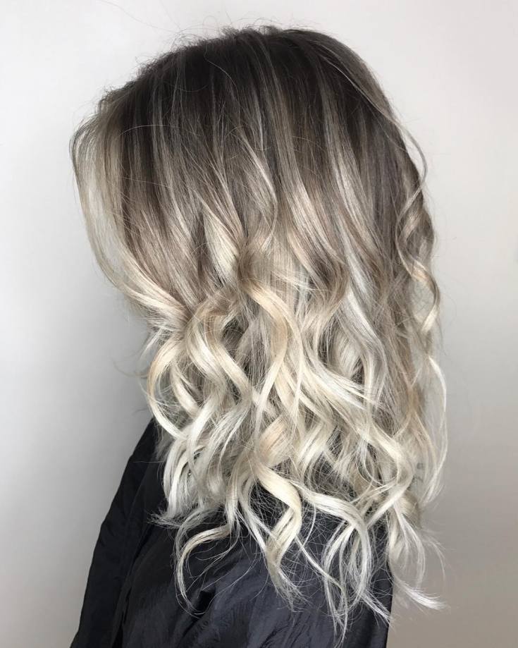 (+201 photos) Balayage sur cheveux châtain clair de longueur moyenne