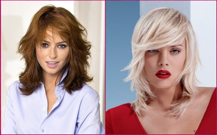 (+165 photos) Cascade de coupe de cheveux pour femmes avec une frange