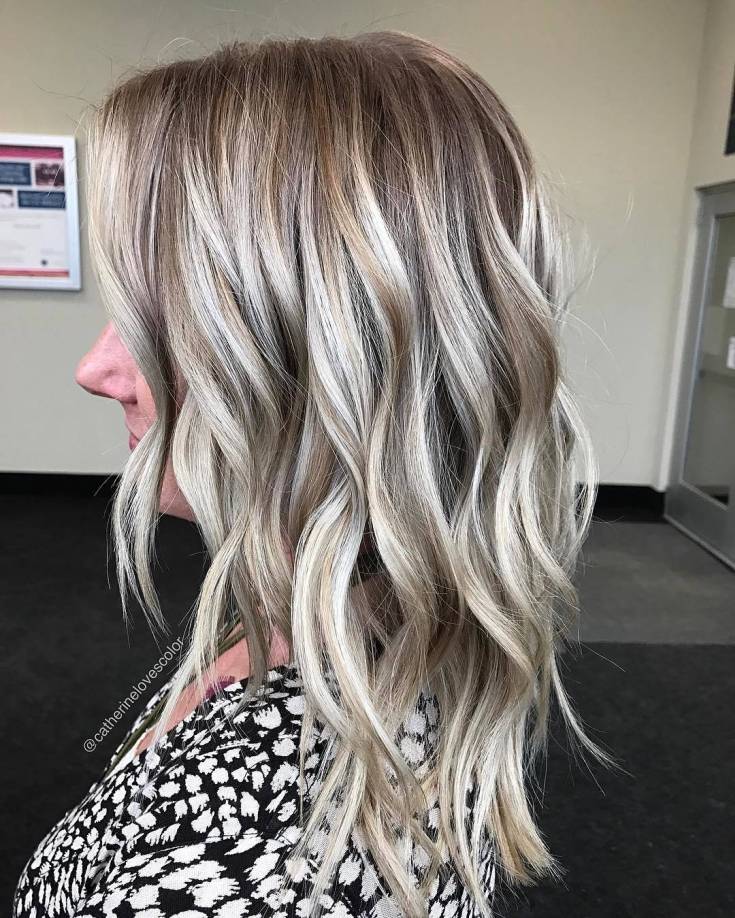 (+201 photos) Balayage sur cheveux châtain clair de longueur moyenne