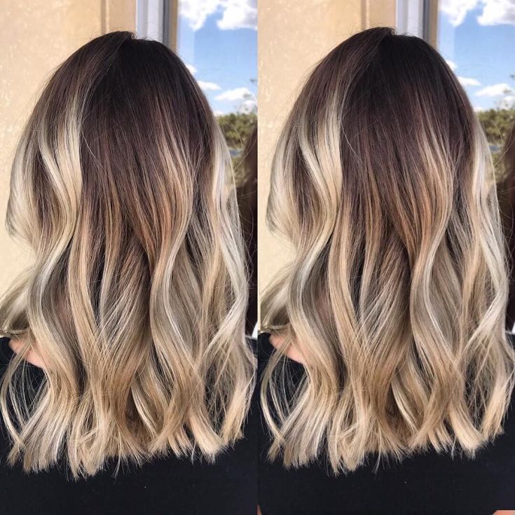 (+201 photos) Balayage sur cheveux châtain clair de longueur moyenne