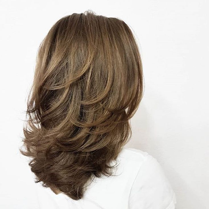 (+165 photos) Coupe de cheveux double cascade pour cheveux foncés de longueur moyenne