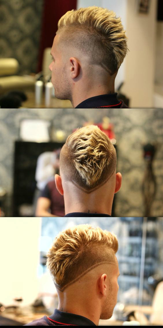 Vue de coupe de cheveux mohawk de différents côtés