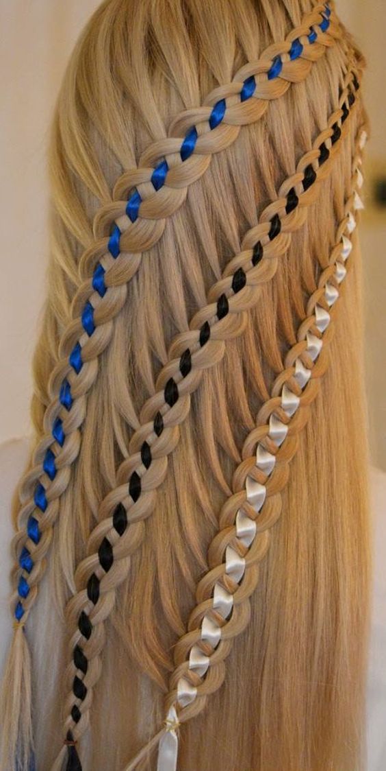  Tresse française avec ruban