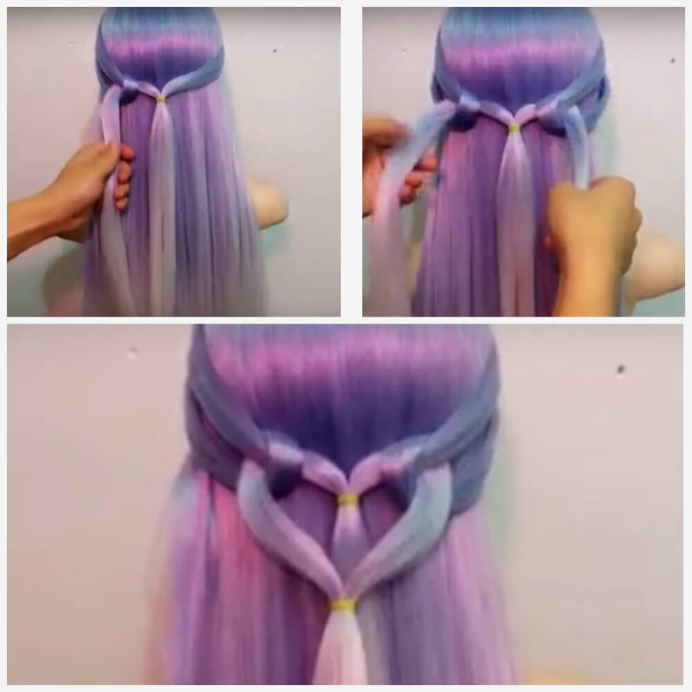 Tresse avec des coeurs de gomme étape par étape