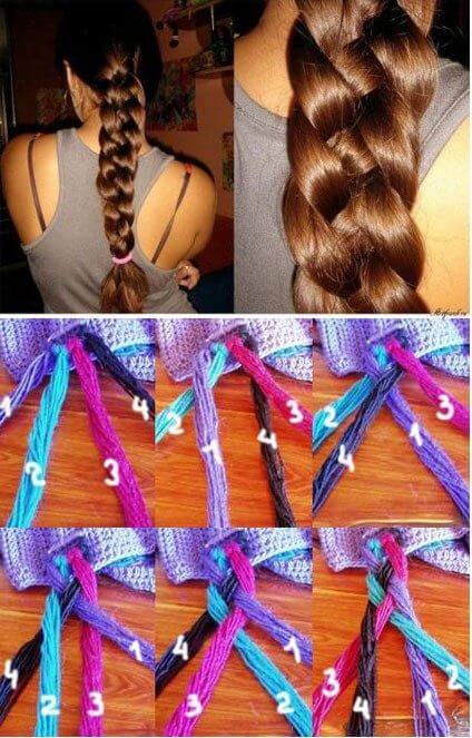 Tresse luxuriante à quatre brins pour cheveux longs