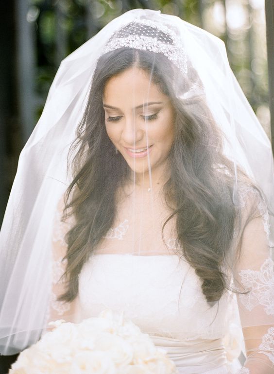 Coiffures de mariage avec voile et diadème