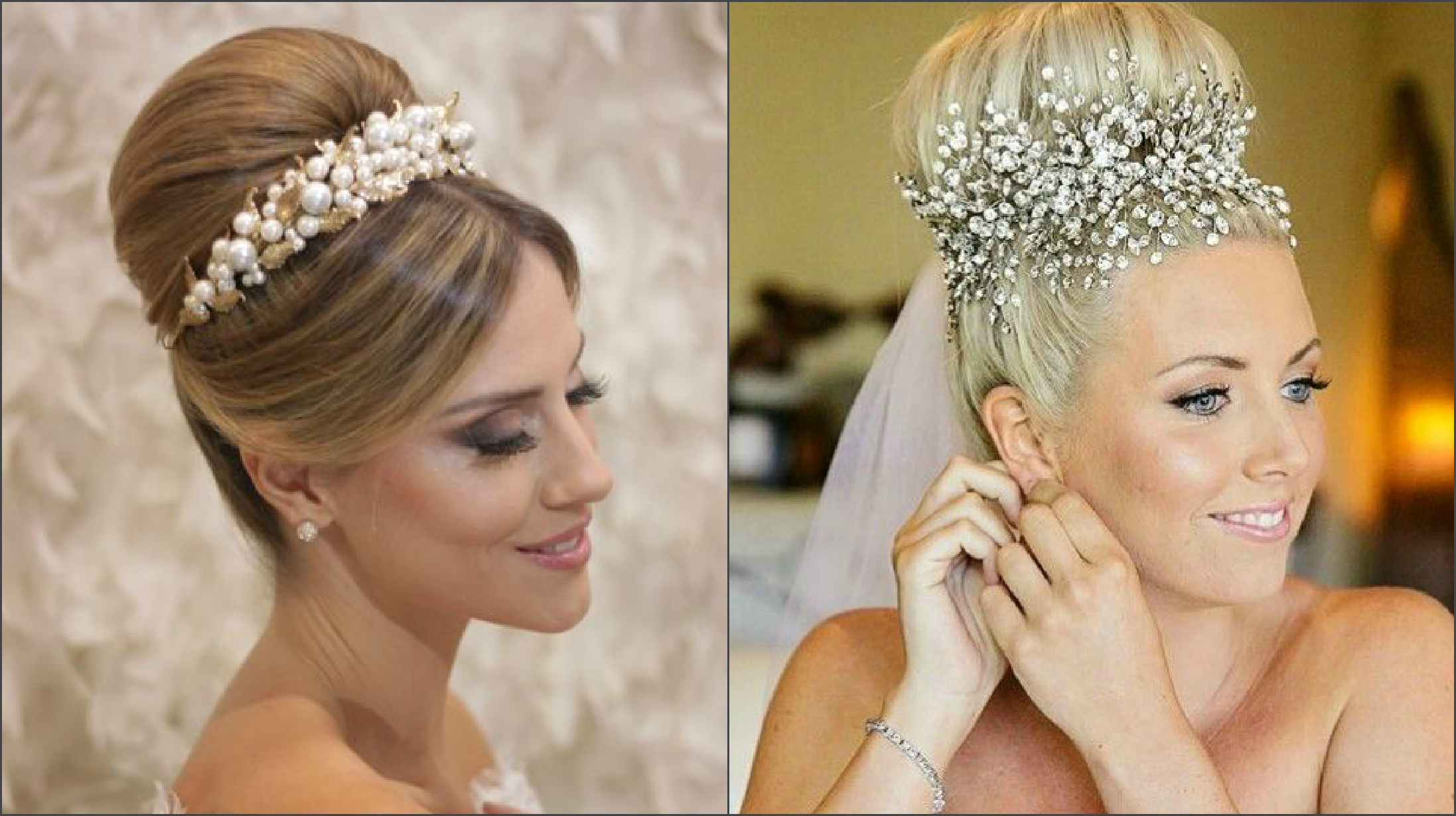Coiffures de mariage avec un diadème pour cheveux longs