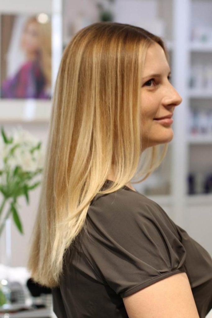 Mèches californiennes sur cheveux blonds