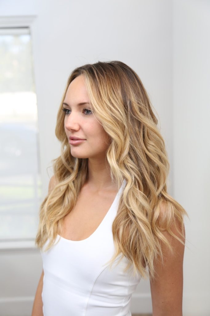 Mèches californiennes sur cheveux blonds