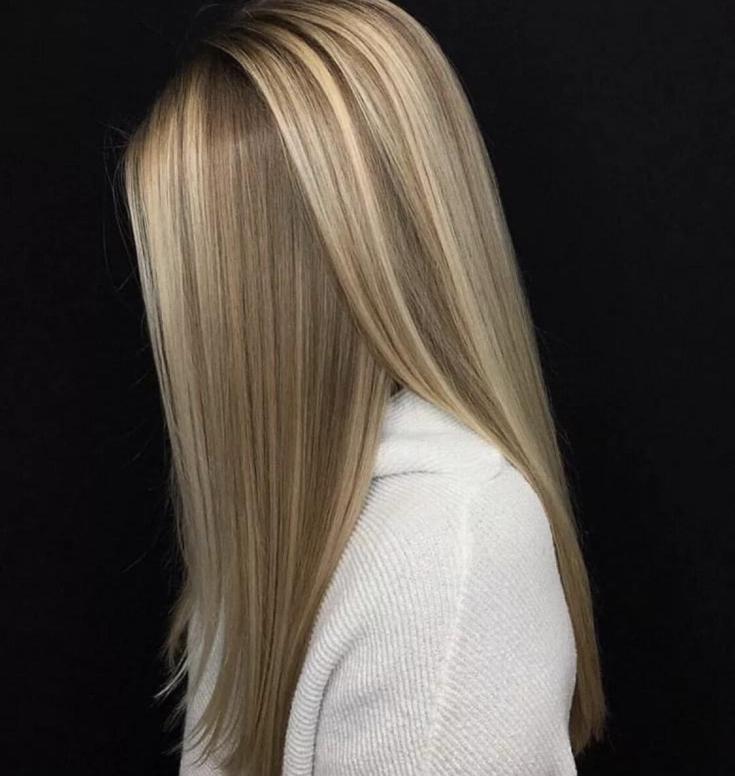 Mèches californiennes sur cheveux blonds