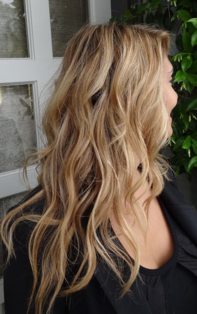 Mèches californiennes sur cheveux blonds