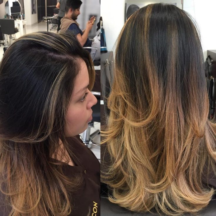 Mèches californiennes sur cheveux foncés