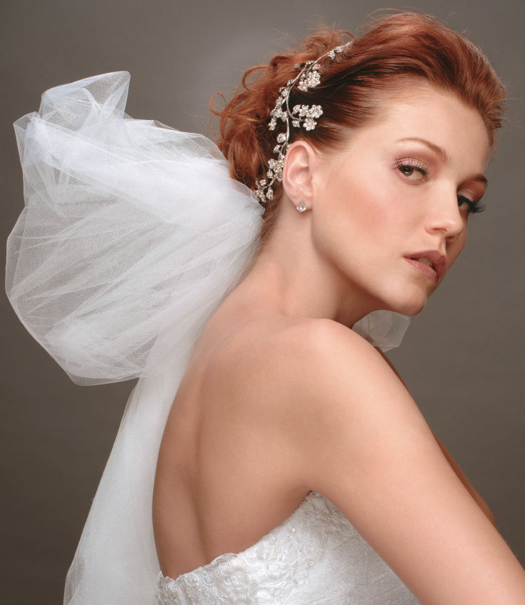 Coiffures de mariage avec un voile pour cheveux courts