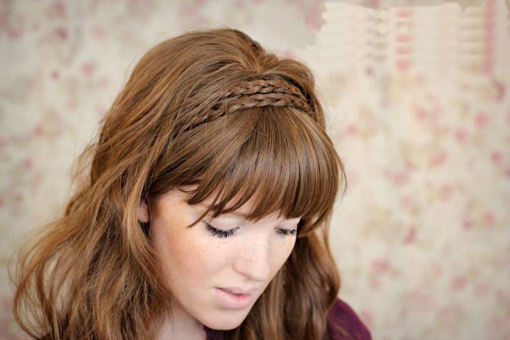 (+165 photos) Bandeau en queue de cochon avec cheveux dénoués (instructions photo étape par étape)