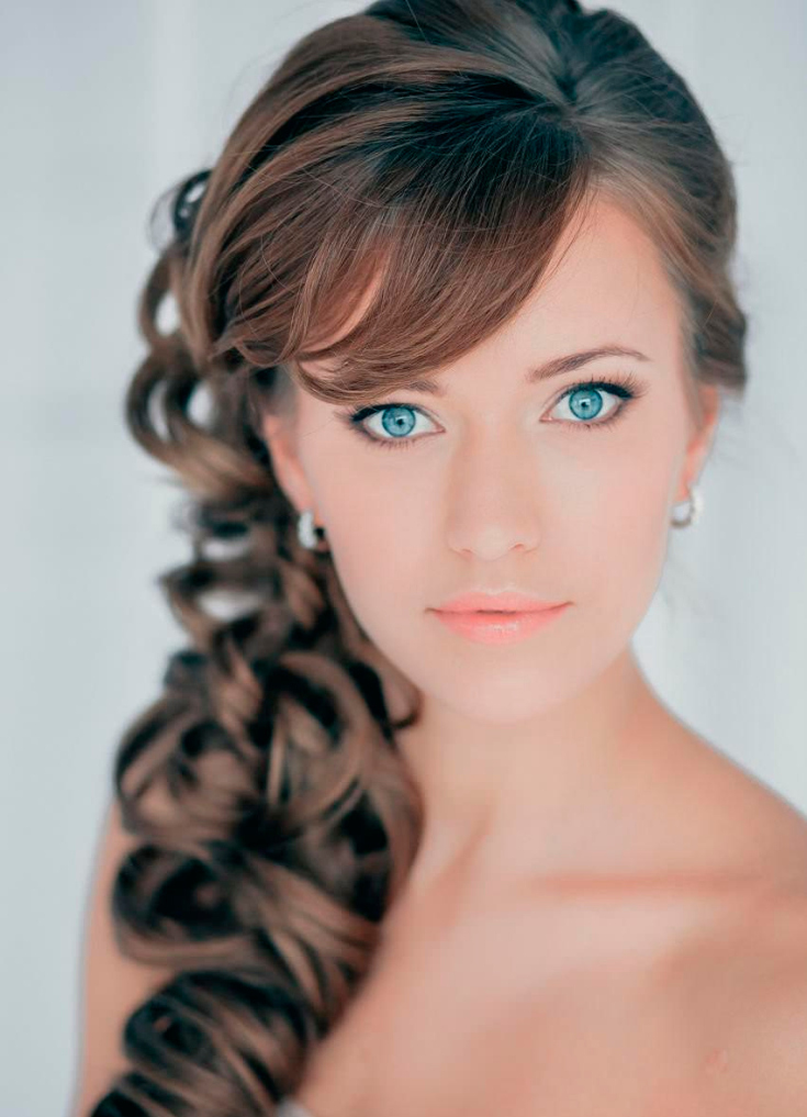 (+210 photos) Coiffures de mariage avec frange