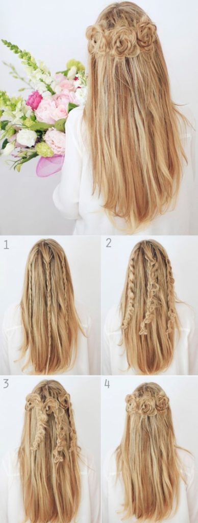 (+165 photos) Bandeau en queue de cochon avec cheveux dénoués (instructions photo étape par étape)