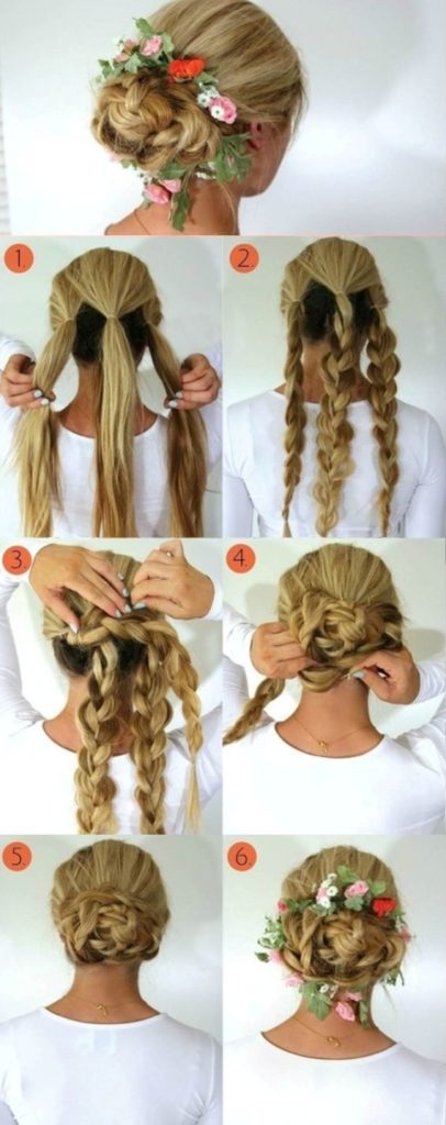 (+165 photos) Bandeau en queue de cochon avec cheveux dénoués (instructions photo étape par étape)