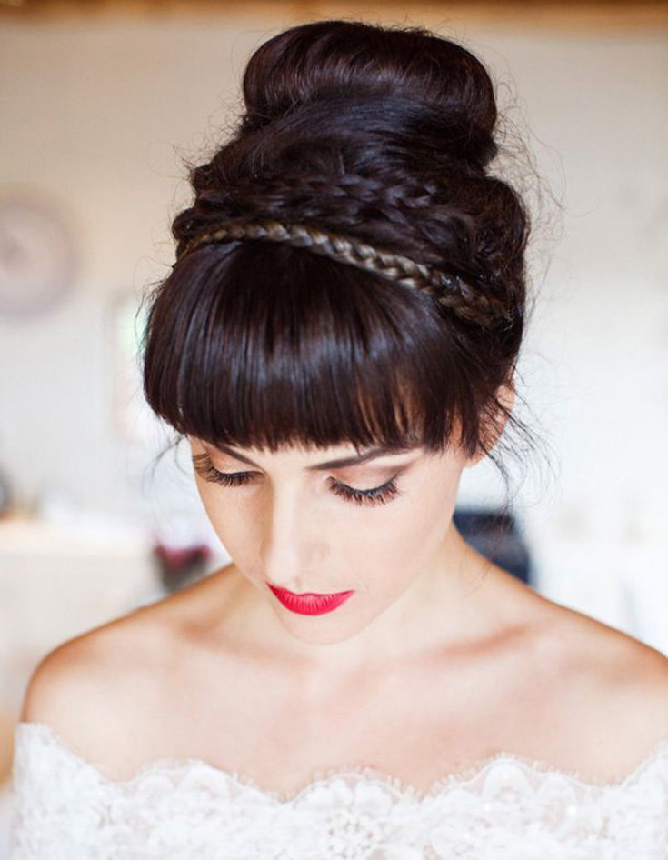 (+210 photos) Coiffures de mariage avec frange