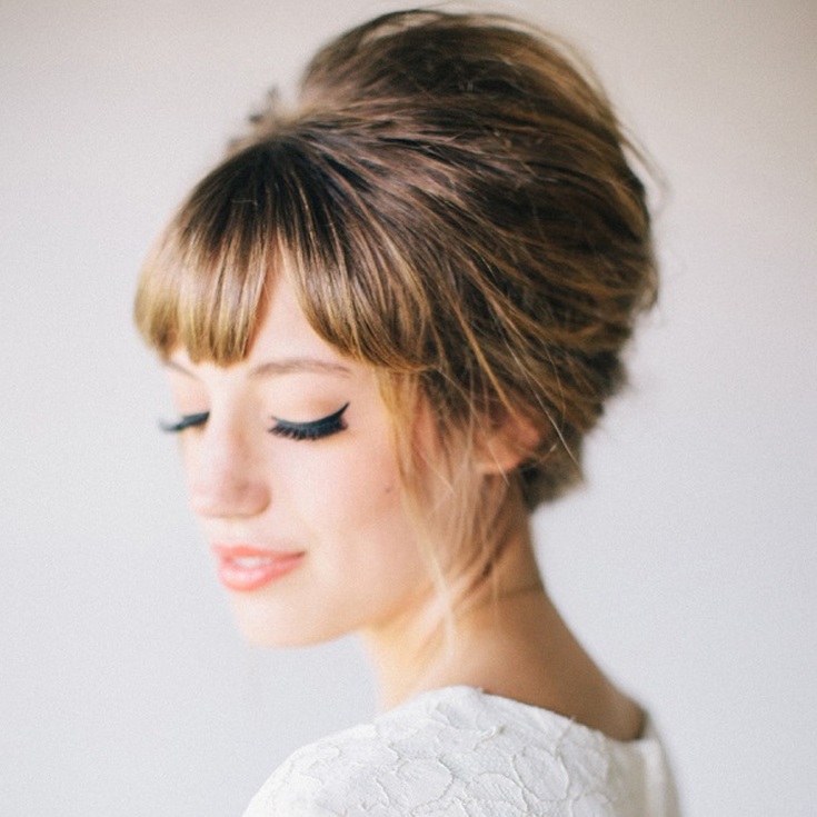 (+210 photos) Coiffures de mariage avec frange