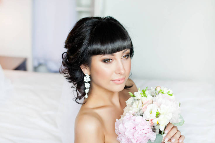 (+210 photos) Coiffures de mariage avec frange