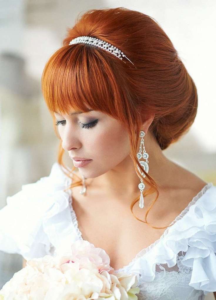 (+210 photos) Coiffures de mariage avec frange