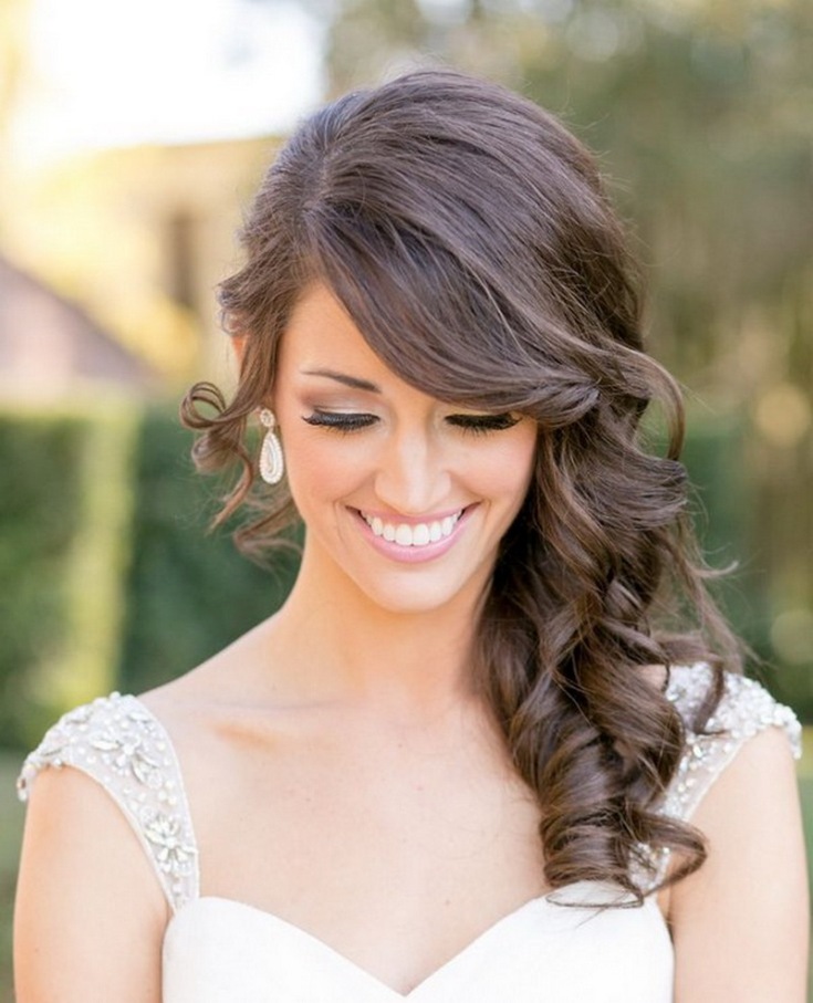 (+210 photos) Coiffures de mariage avec frange