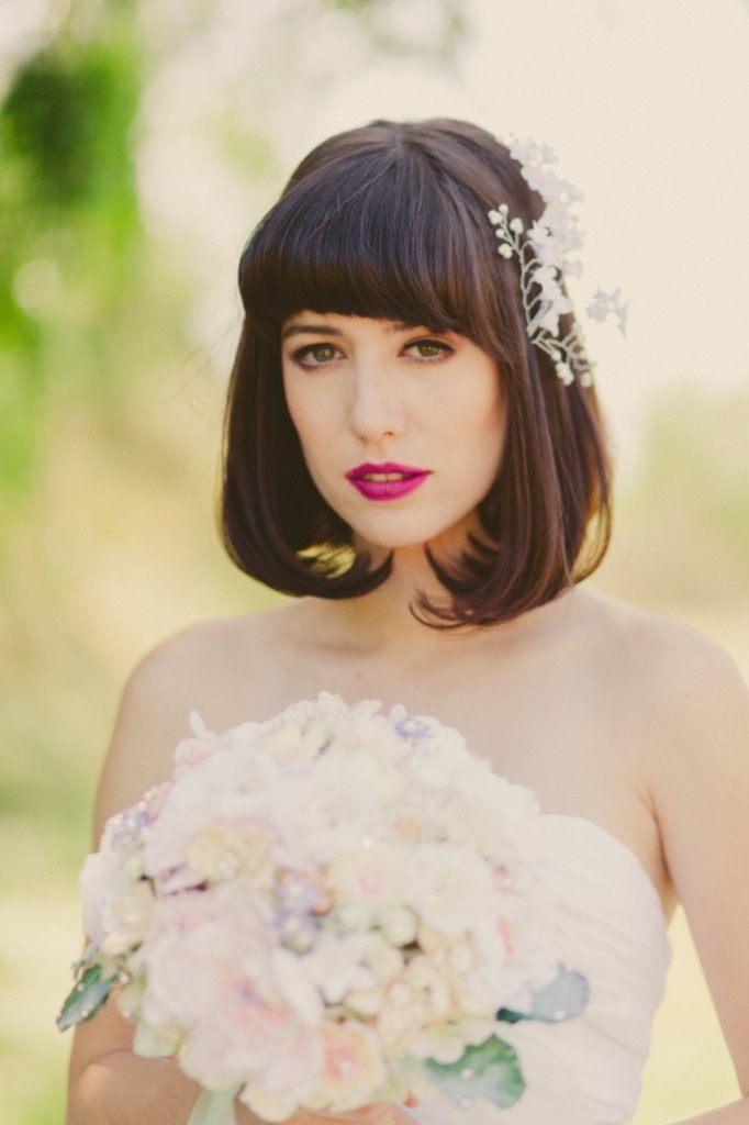(+210 photos) Coiffures de mariage avec frange