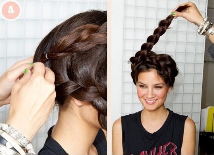 (+165 photos) Bandeau en queue de cochon avec cheveux dénoués (instructions photo étape par étape)
