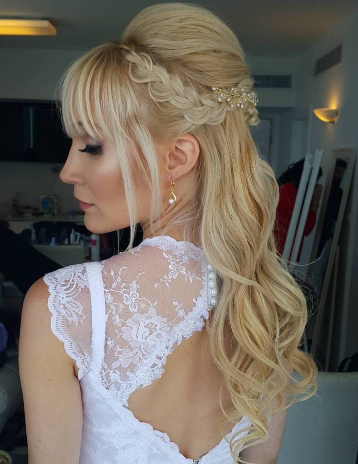 (+210 photos) Coiffures de mariage avec frange