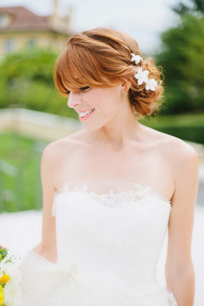 (+210 photos) Coiffures de mariage avec frange