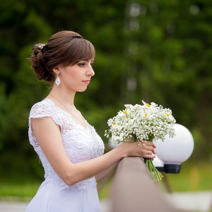 (+210 photos) Coiffures de mariage avec frange