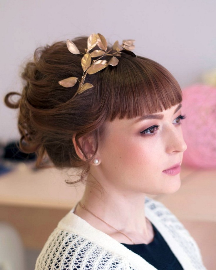 (+210 photos) Coiffures de mariage avec frange
