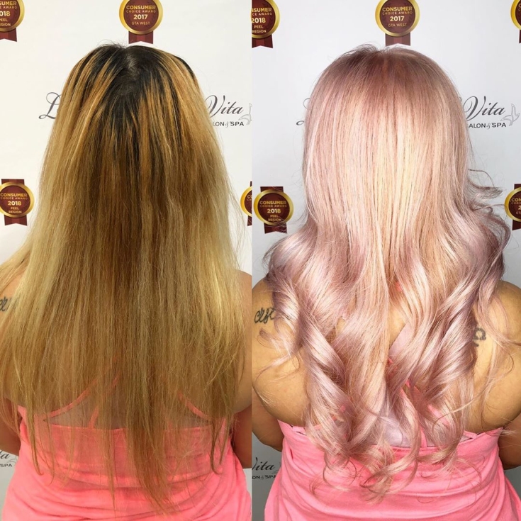 Couleur des cheveux blond rose