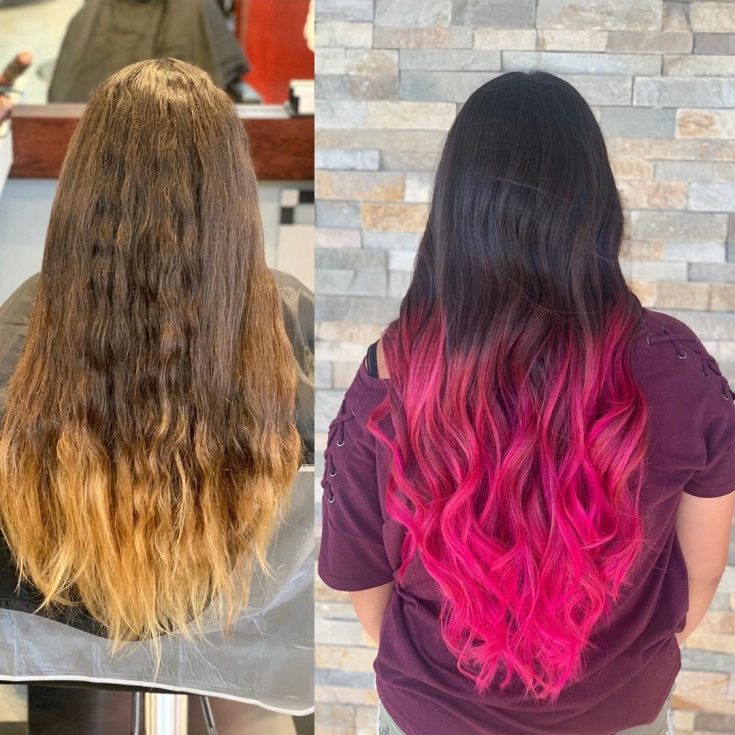 Couleur de cheveux brun-rose