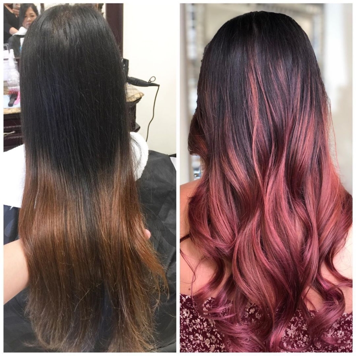 Couleur de cheveux brun-rose