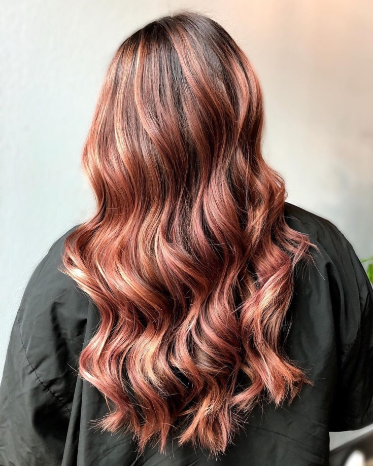 Couleur de cheveux brun-rose