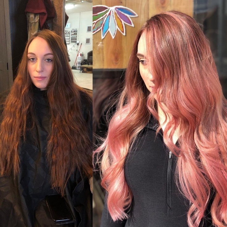 Couleur de cheveux rose perle